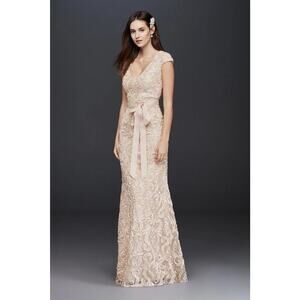 Betsy & Adam Soutache Lace Dress with Grosgrain Sash Sz 2 Formal Special Events